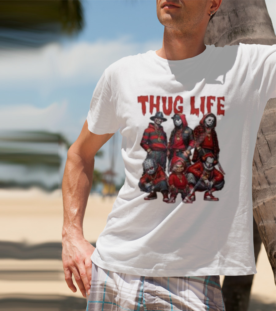 Thug Life Horror Clown Gang Red Hoodies T-Shirt