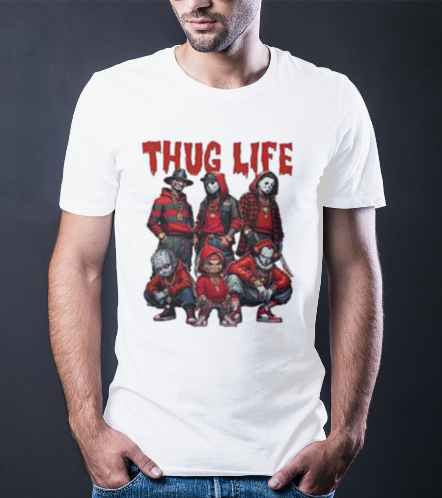 Thug Life Horror Clown Gang Red Hoodies T-Shirt