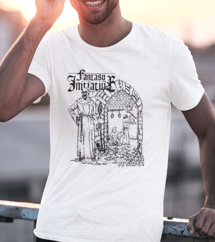 Fantasy Initiative Kill Or Be Killed Medieval Dungeon Scene T-Shirt