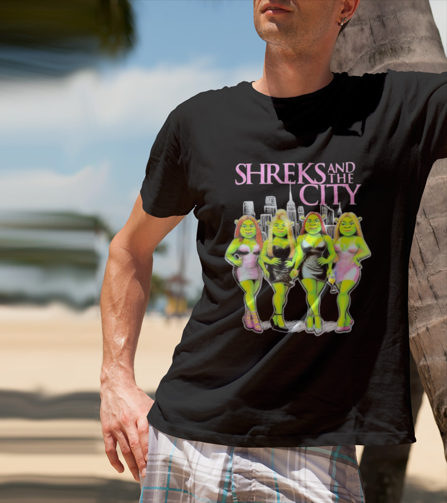 Shreks And The City Four Lady Shreks New York Skyline T-Shirt
