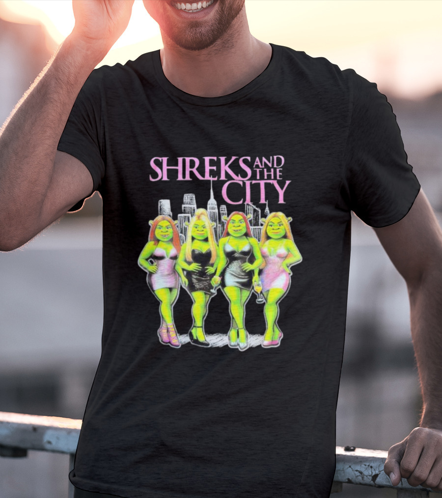 Shreks And The City Four Lady Shreks New York Skyline T-Shirt