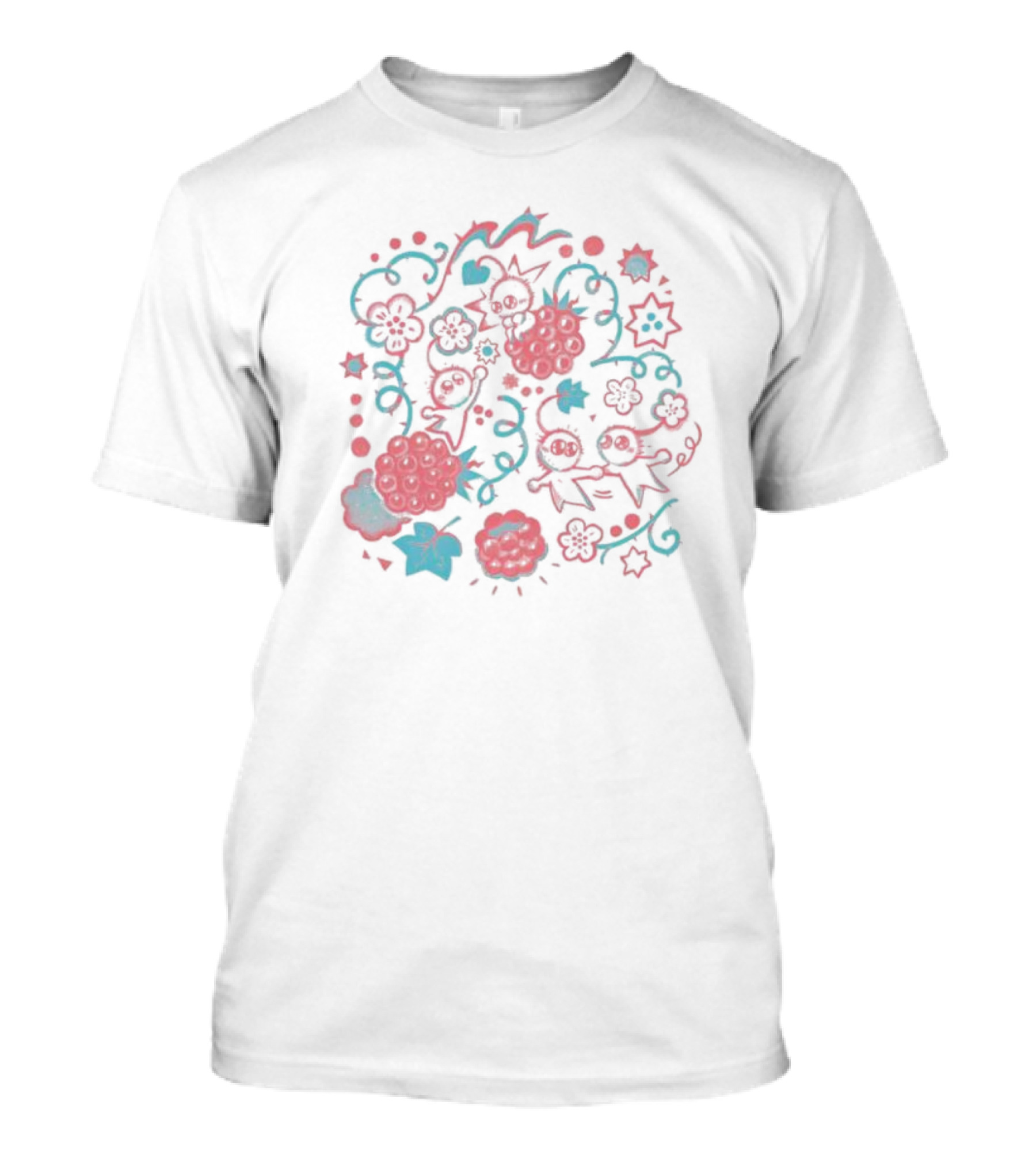 Fresh Picked Raspberries Fun Whimsical Floral And Starry Delight T-Shirt