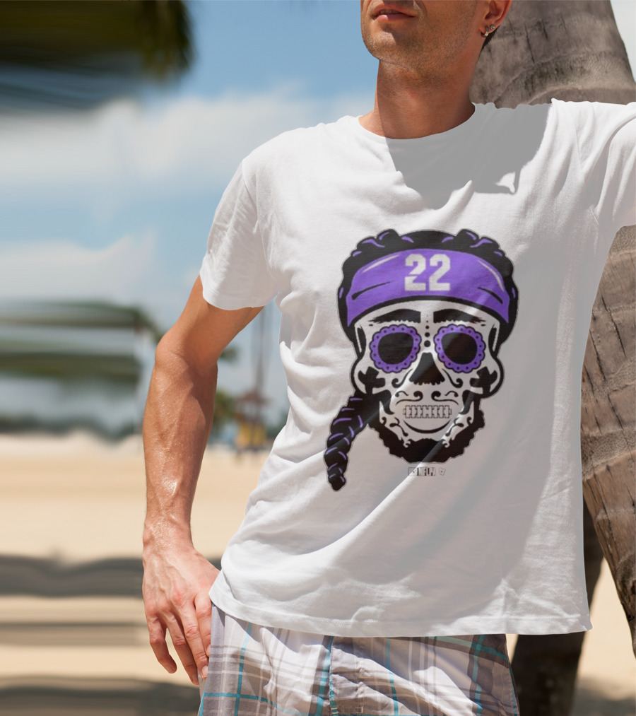 Derrick Henry 22 NFLPA Sugar Skull Baltimore Ravens Braids T-Shirt