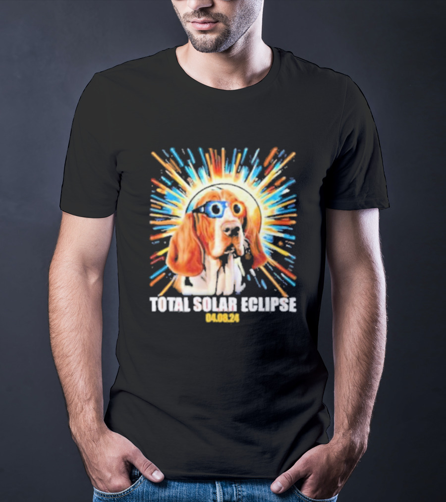 Total Solar Eclipse Dog Wearing Eclipse Glasses 04.08.24 T-Shirt