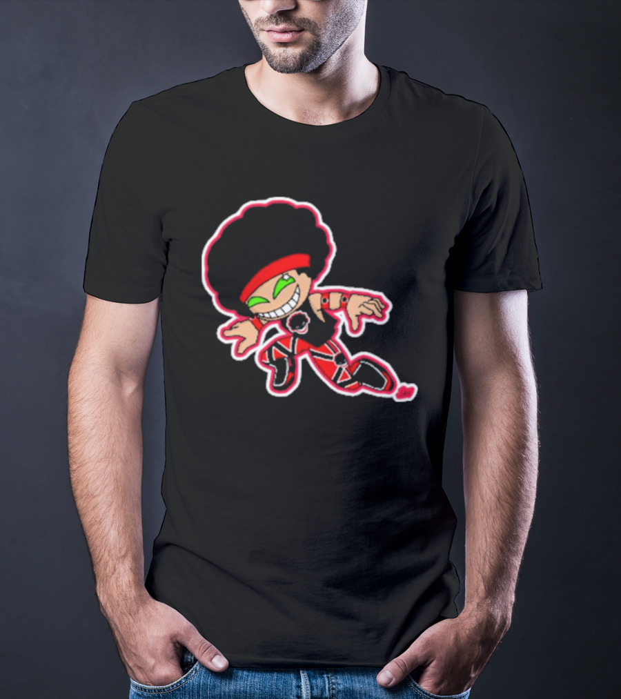 Dom Cirrus Alt Logo Cartoon Character With Afro And Red T-Shirt