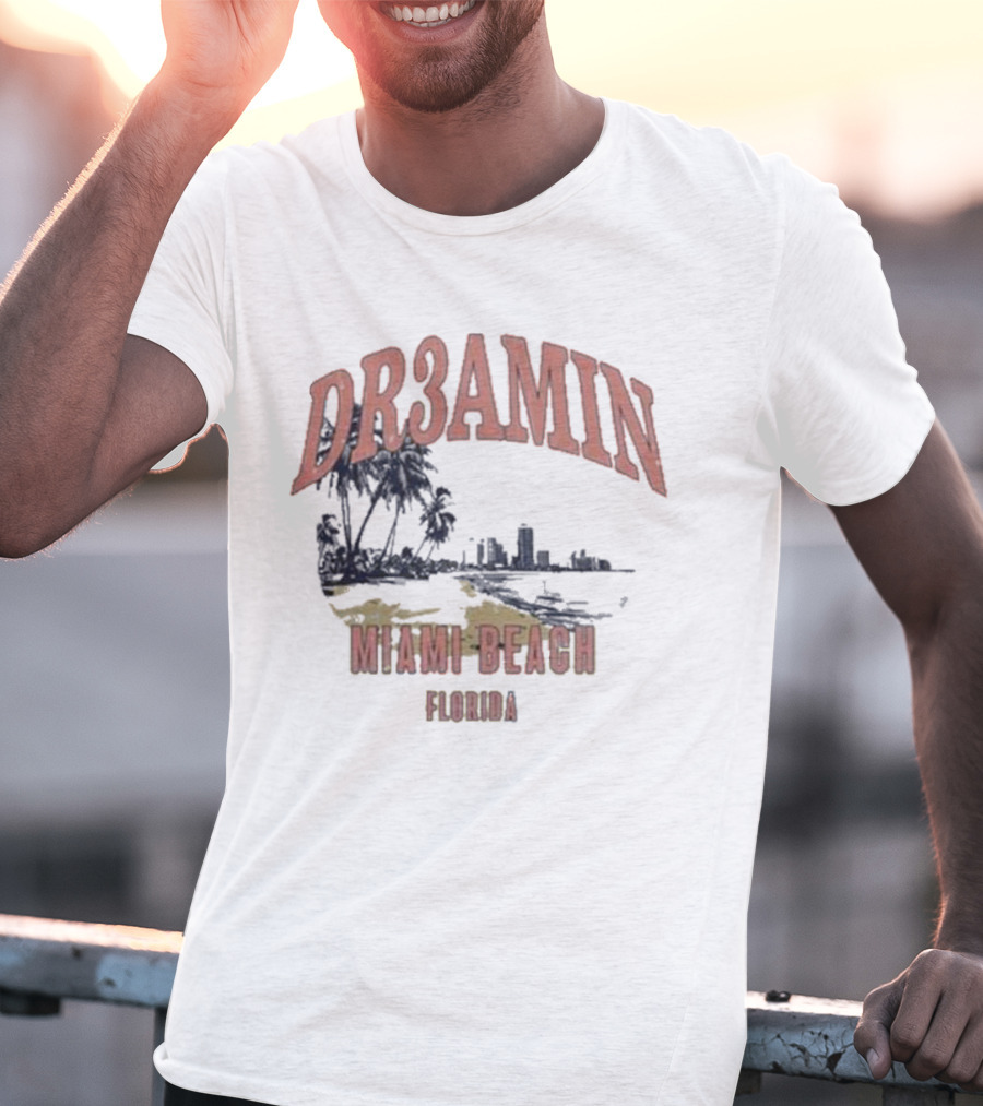 DR3AMIN Miami Beach Florida Skyline T-Shirt