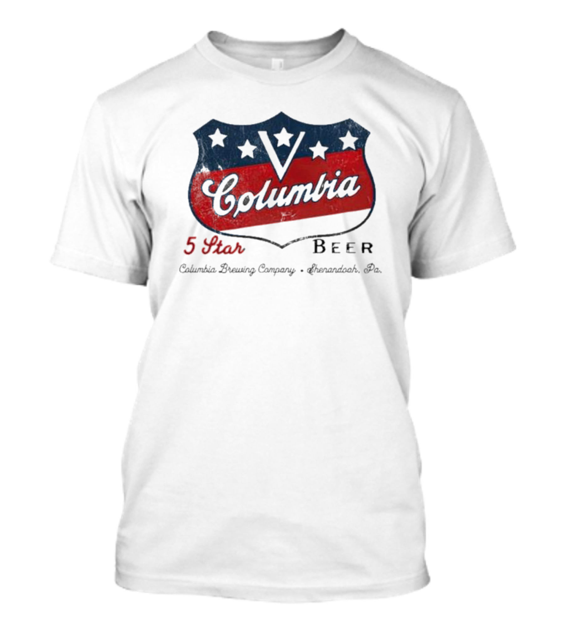 Columbia 5 Star Beer Columbia Brewing Company Shenandoah Pa Emblem T-Shirt