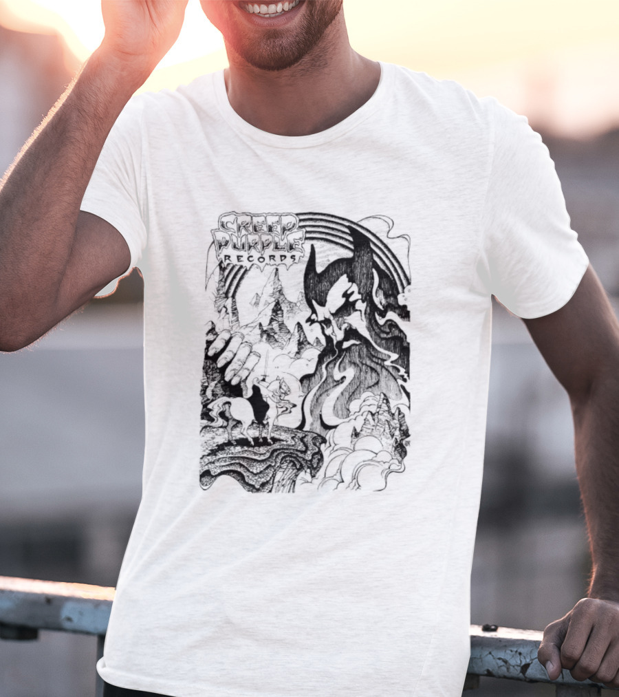 Creep Purple Records Devil Mountain Landscape With Horse And Rainbow T-Shirt