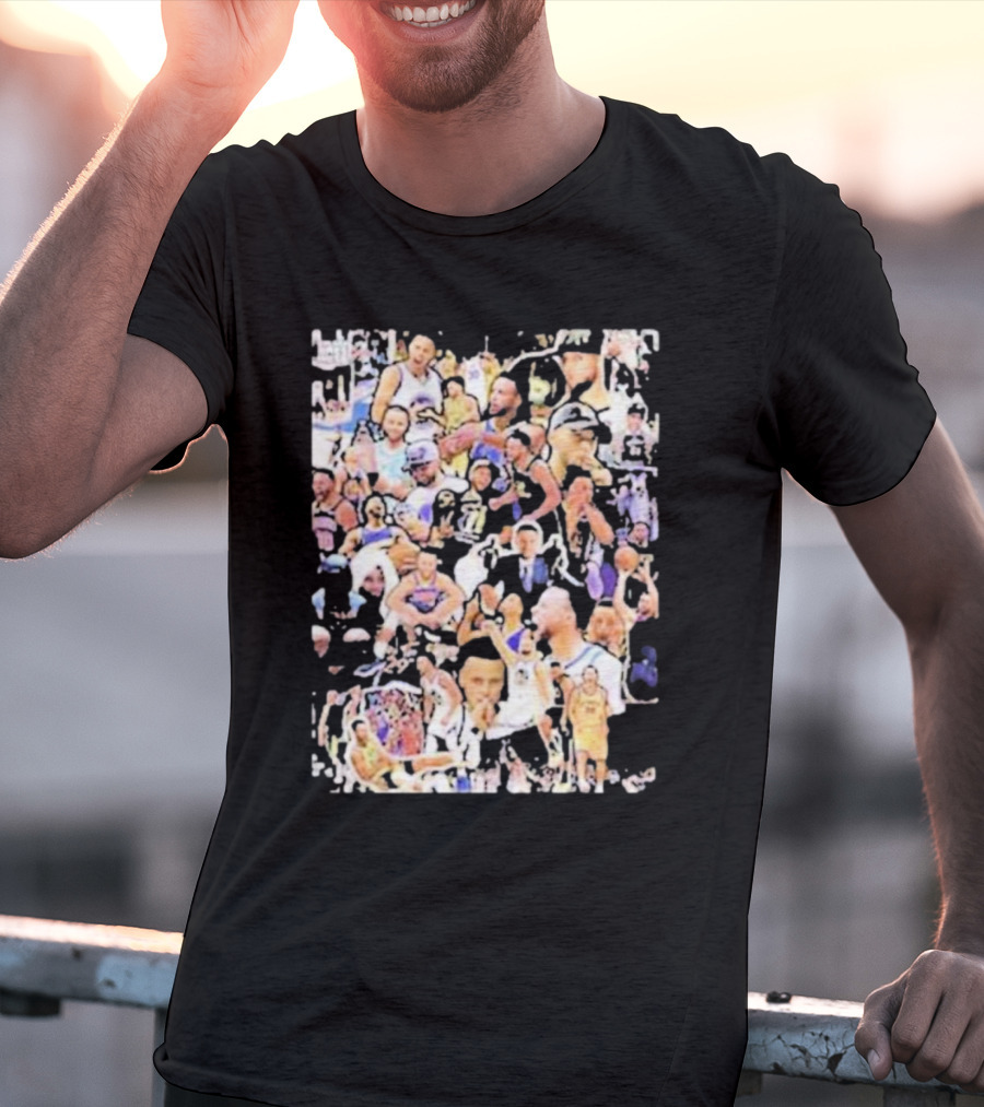 Happy Birthday Stephen Curry Basketball Court Emotions Collage T-Shirt