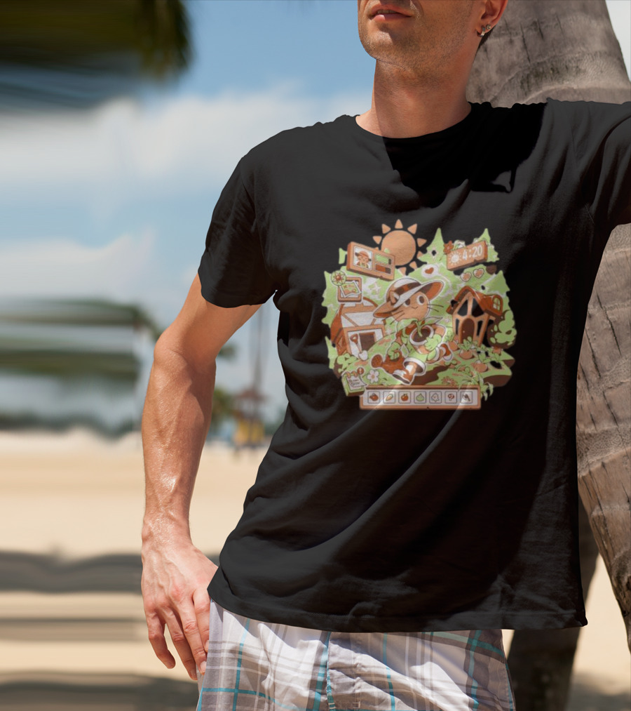 4:20 Harvest Meow In Farm Game Scene T-Shirt