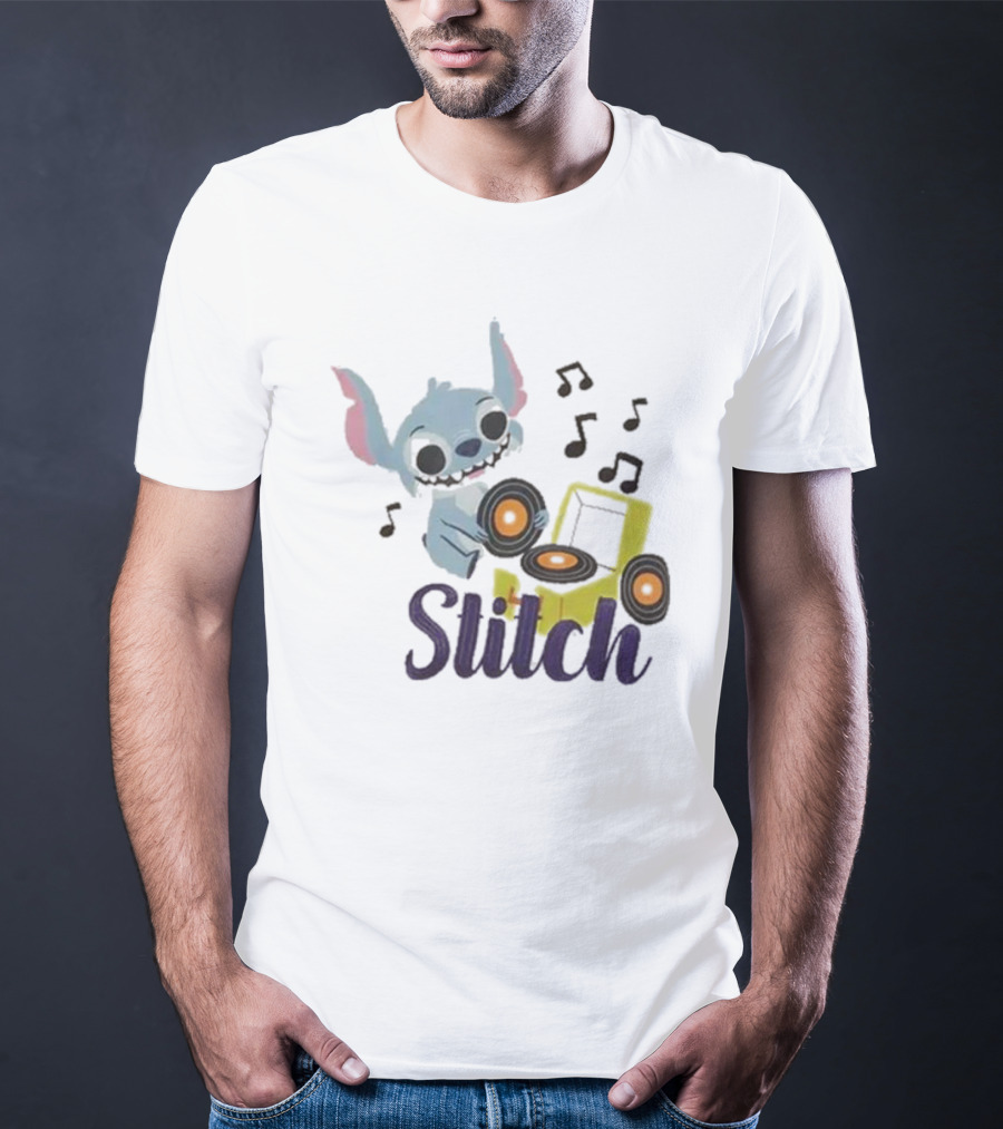 Her Universe Disney Stitch Record Player Isometric Ringer T-Shirt