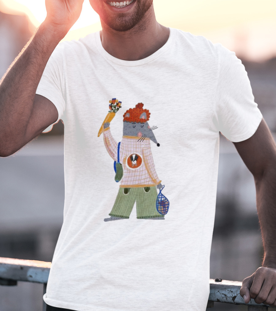 Hildalia Weekend Mouse With Flowers In Hand T-Shirt