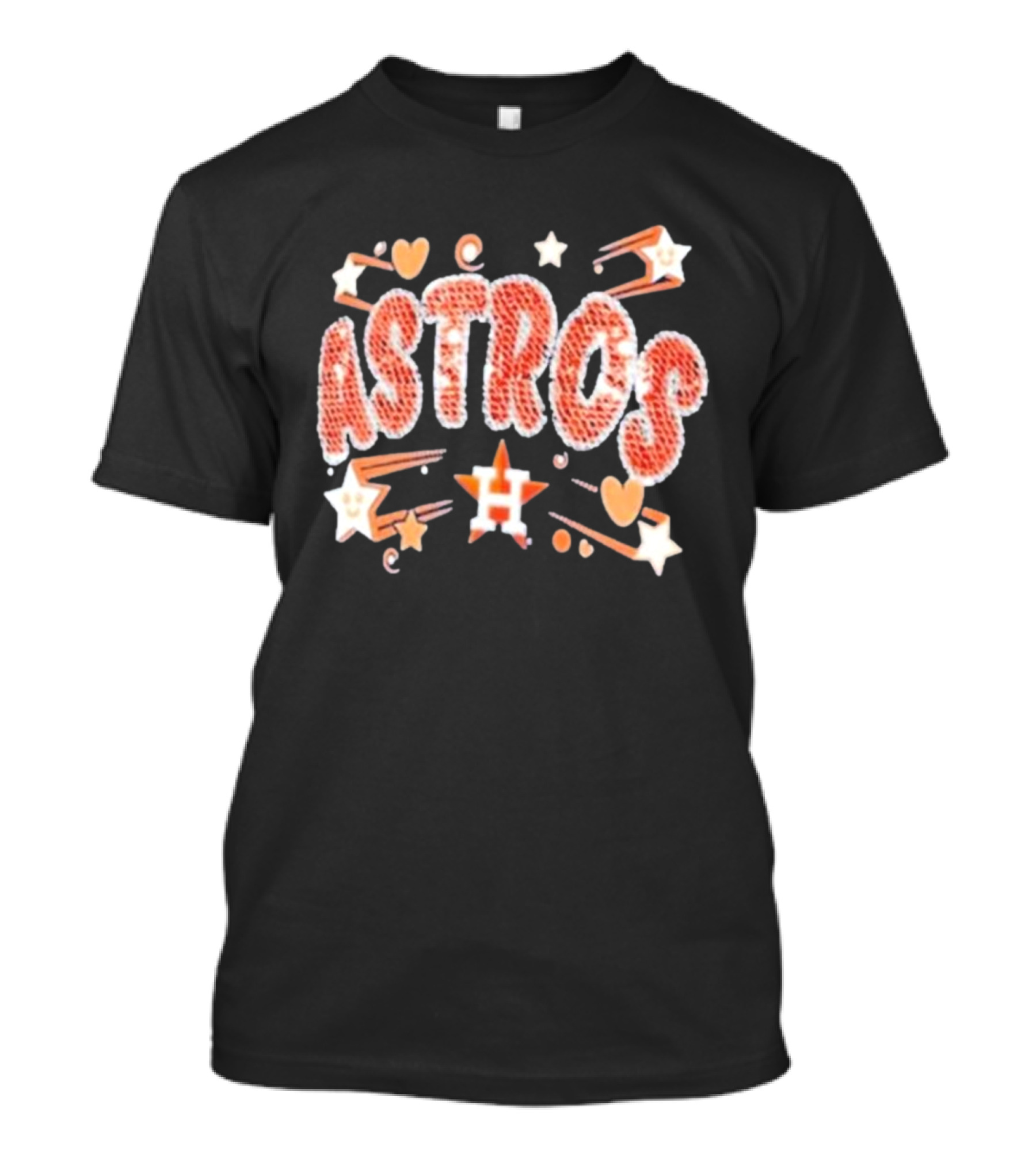 Houston Astros New Era Girls Youth Sequin Astros Hearts Stars T-Shirt