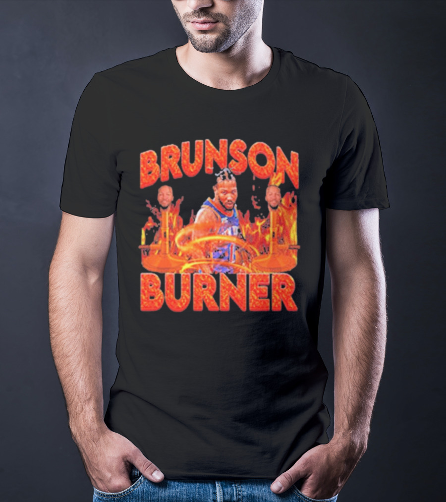 Brunson Burner Basketball Flames Iconic Player NBA T-Shirt
