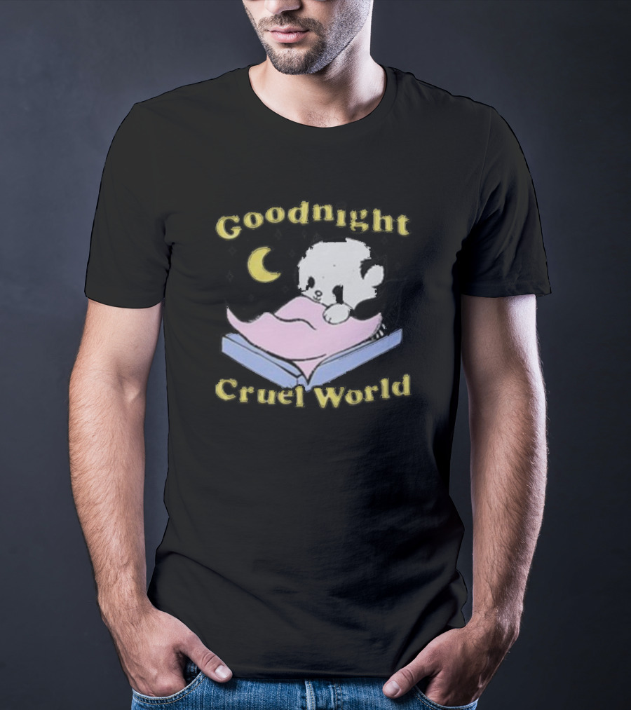 Goodnight Cruel World Moon And Bear On Open Book T-Shirt