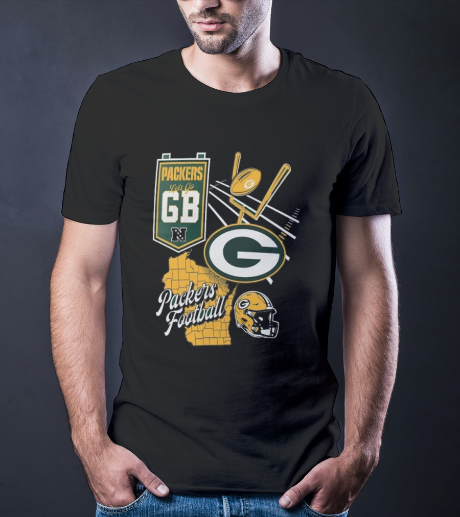 Packers Let's Go GB Football Green Bay Packers Split Zone T-Shirt