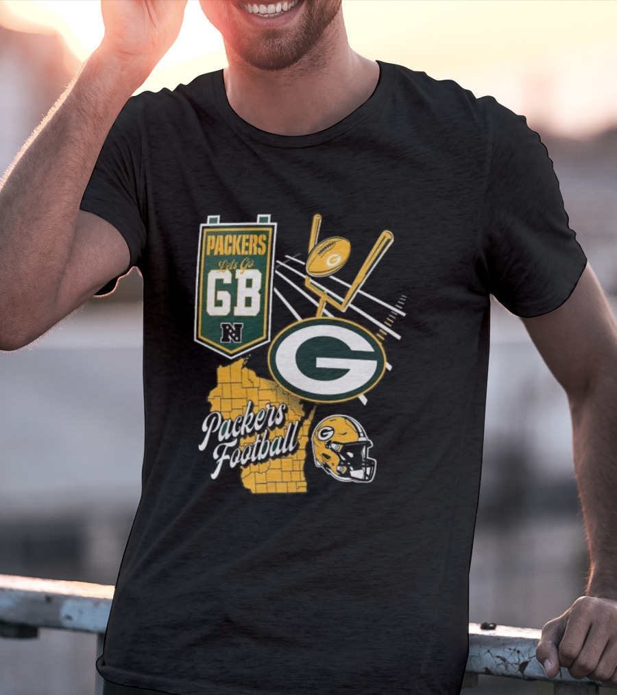 Packers Let's Go GB Football Green Bay Packers Split Zone T-Shirt