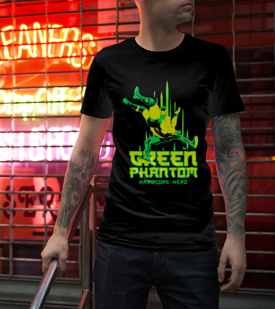 Green Phantom Hardcore Hero Wrestler Action T-Shirt