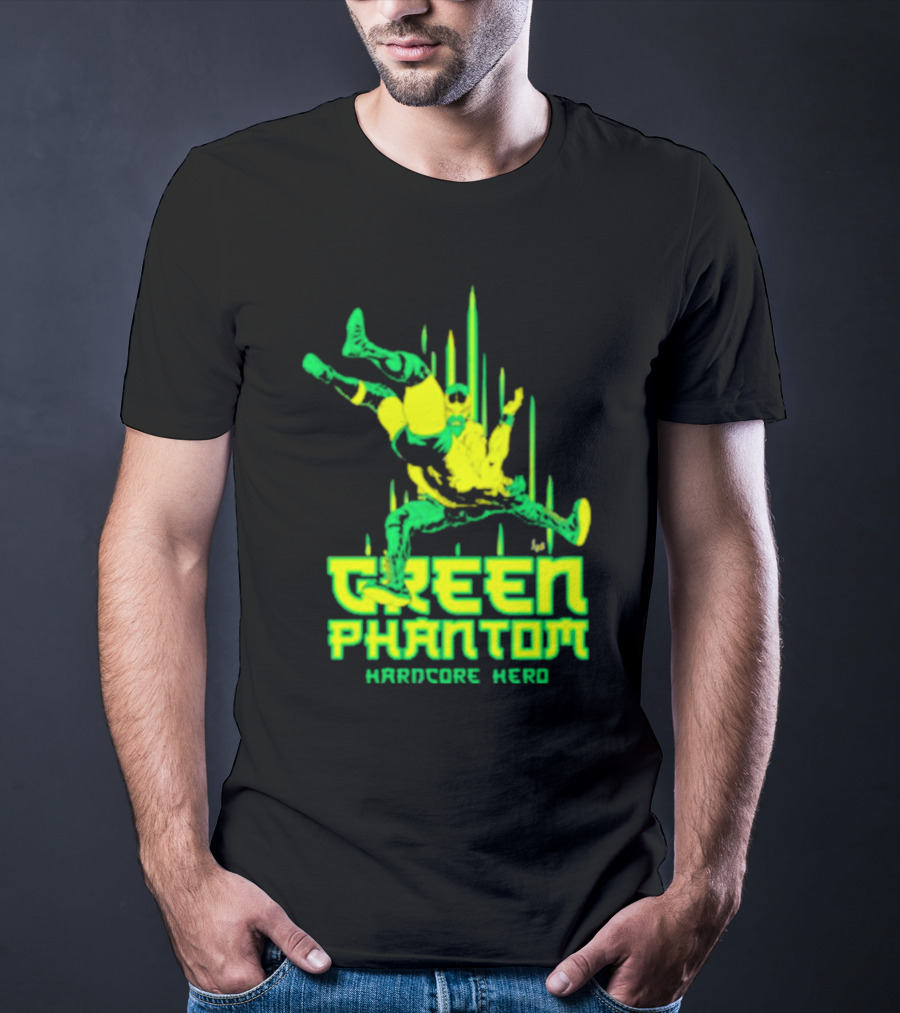 Green Phantom Hardcore Hero Wrestler Action T-Shirt