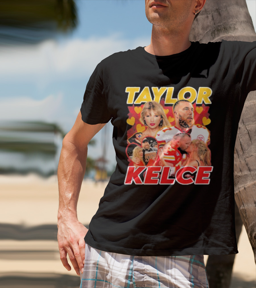Taylor Kelce Football Love Hearts Chiefs Player Blonde Woman T-Shirt