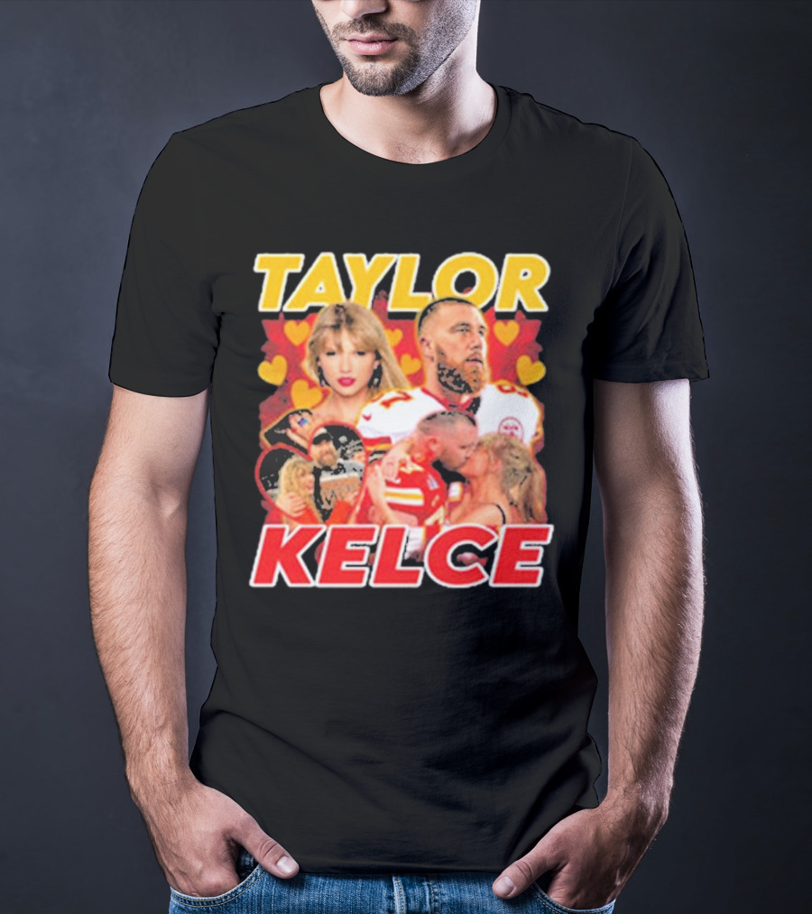 Taylor Kelce Football Love Hearts Chiefs Player Blonde Woman T-Shirt