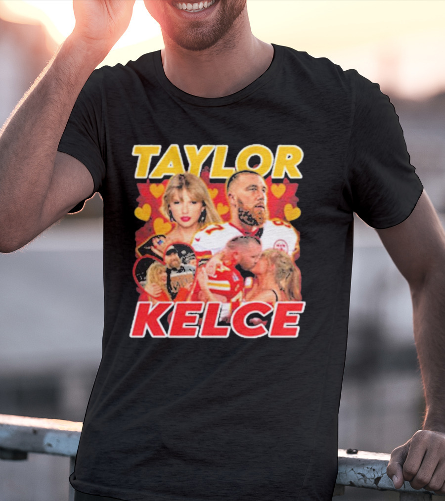 Taylor Kelce Football Love Hearts Chiefs Player Blonde Woman T-Shirt