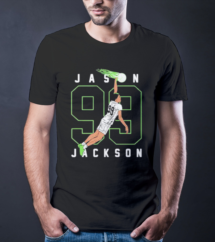 JASON JACKSON 99 Basketball Slam Dunk Caricature T-Shirt
