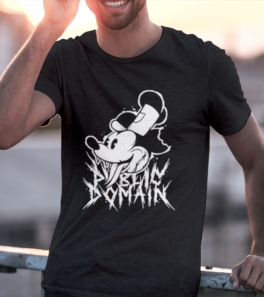 Junkyardla Mickey Mouse Public Domain Grim T-Shirt