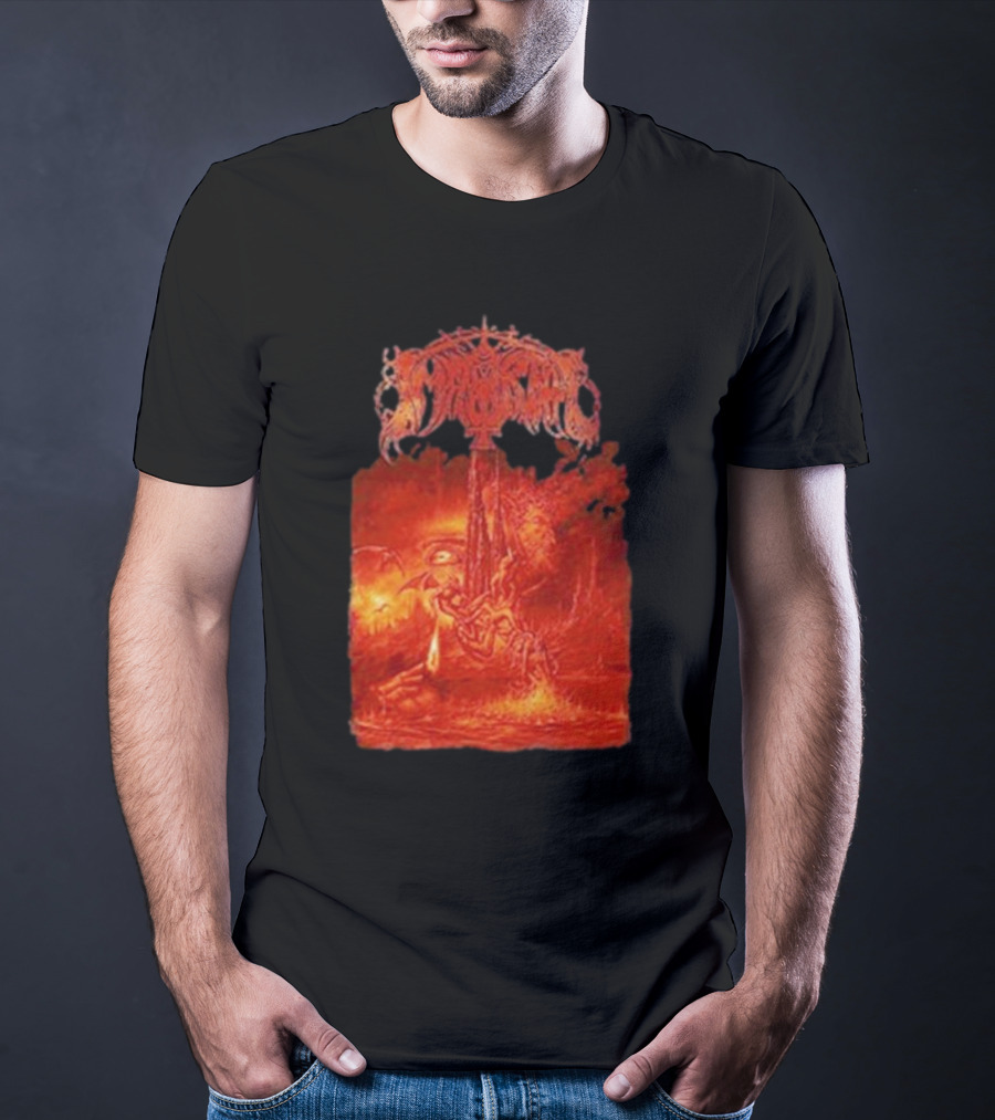 Immortal Damned In Black Fiery Red Scene T-Shirt