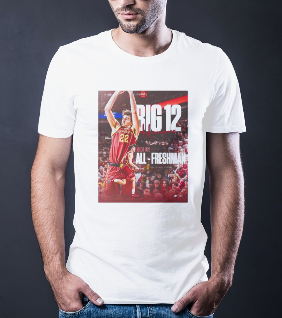 Iowa State Cyclones Men's Basketball Big 12 Honors Milan Momcilovic All Freshman Team T-Shirt