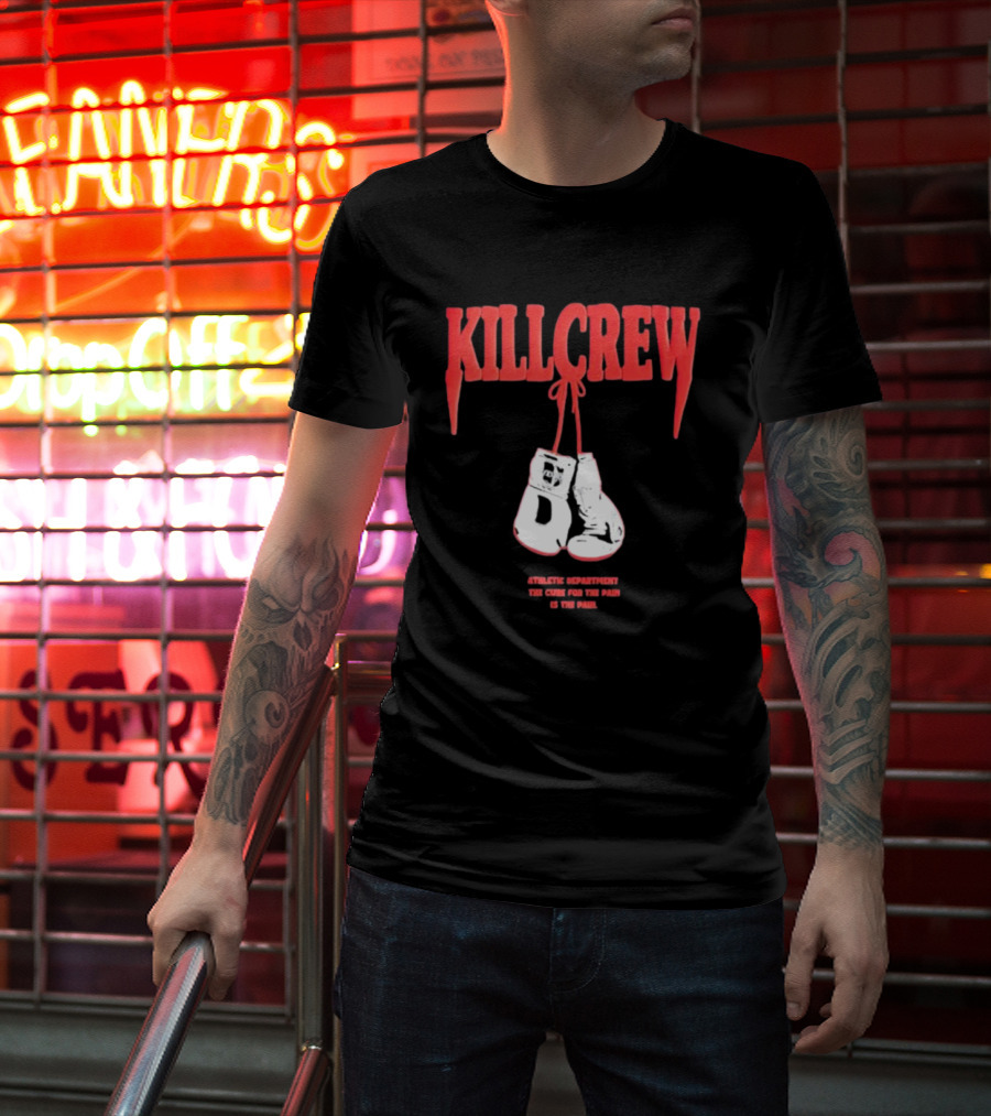 Kll Crew Killcrew Athletic Department The Cure For The Pain Boxing Gloves T-Shirt