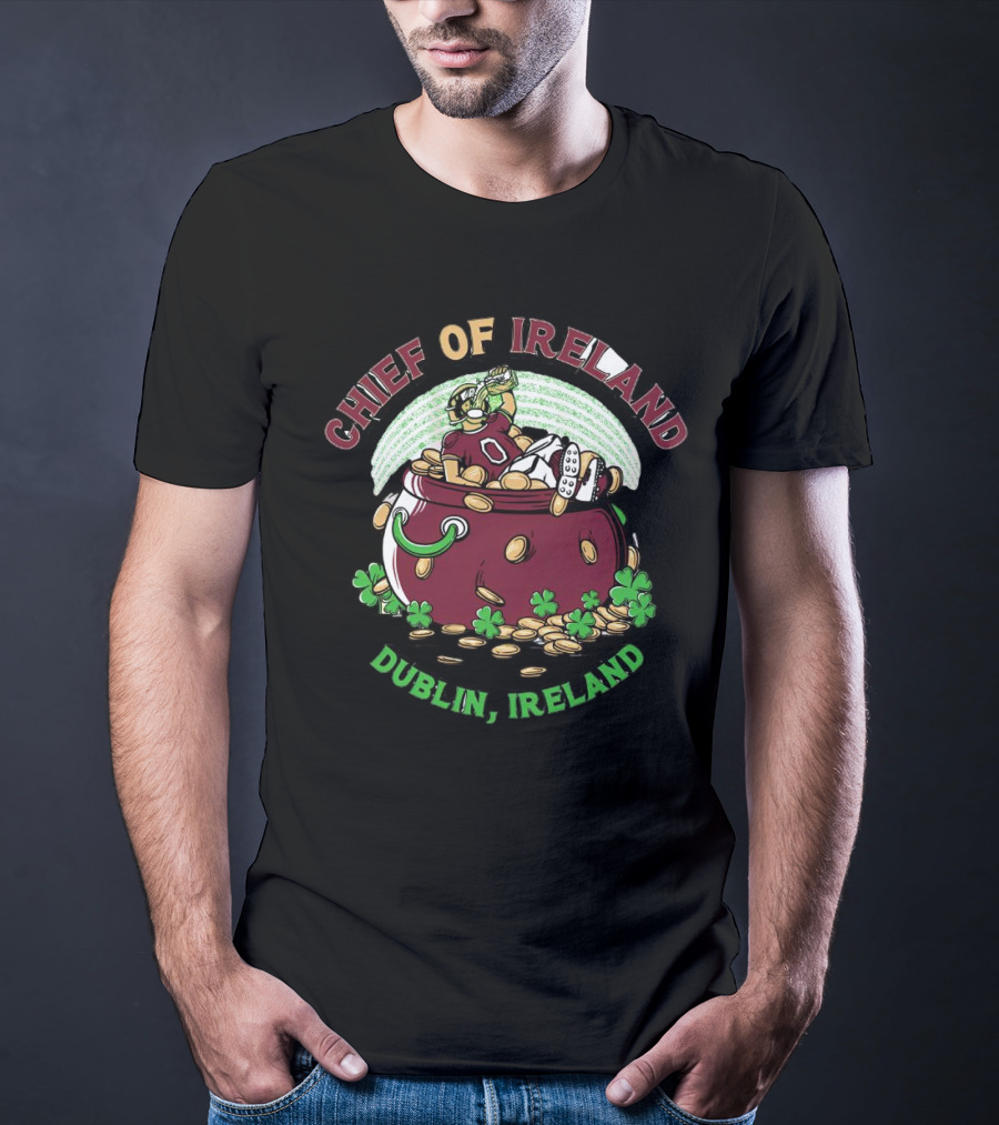 Chief Of Ireland Dublin Ireland Pot Of Gold Football Player T-Shirt