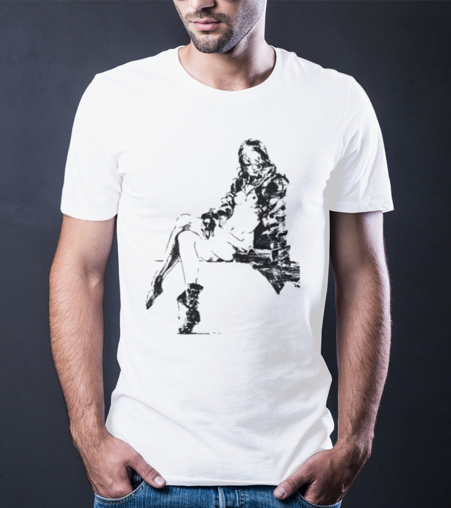 Espionagevr Store Big Sniper Mysterious Figure In Long Coat And Boots T-Shirt