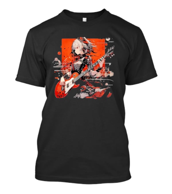 Metal Music Anime Oden Electric Guitar Red Aesthetic T-Shirt