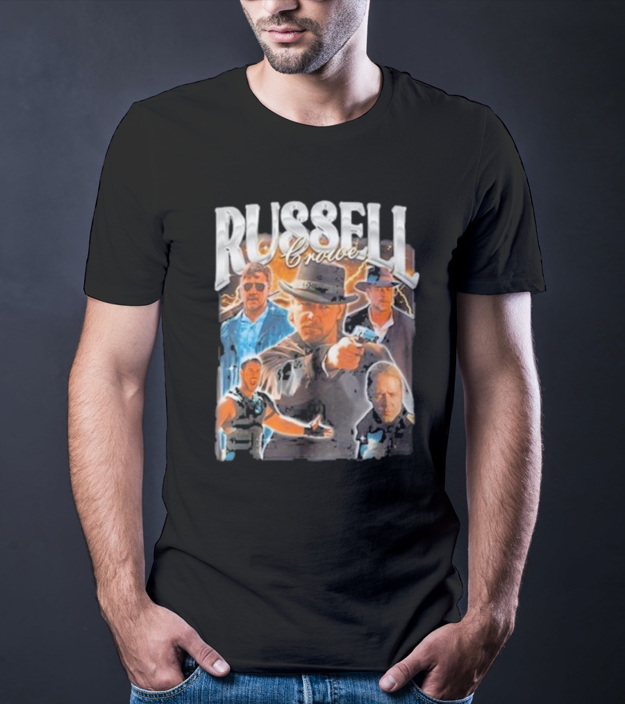Russell Crowe Retro 90s Vintage Movie Collage T-Shirt