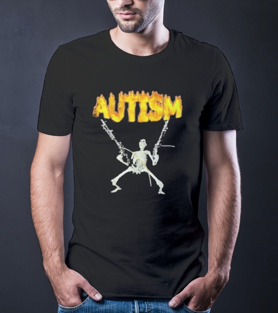 Skeleton Squad Humor And Bones Unite Autism Blaze T-Shirt
