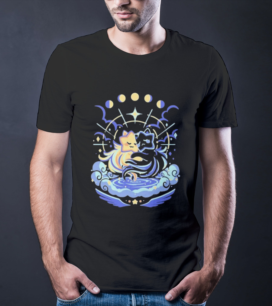 Wishing Stars Miski Celestial Phases Astral Embrace T-Shirt