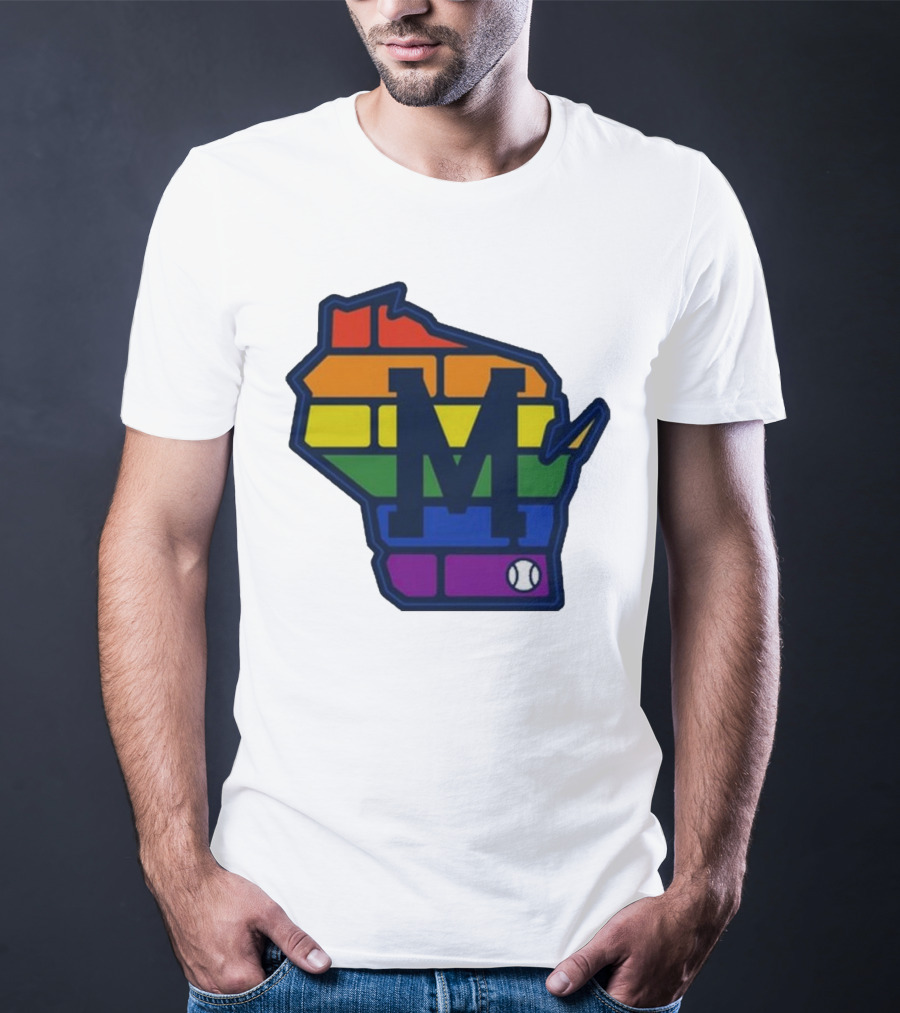 Aurora Health Care Brewers Pride Rainbow Wisconsin Baseball T-Shirt