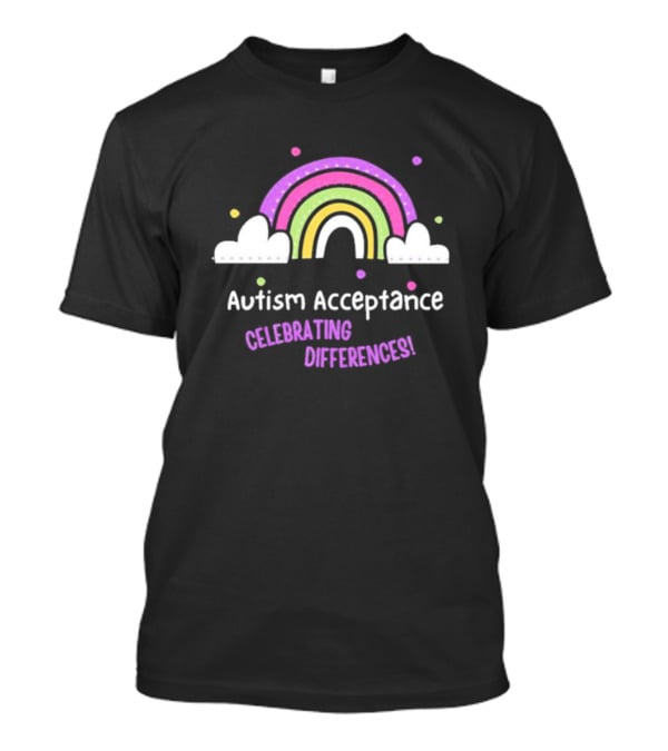 Rainbow Autism Acceptance Celebrating Differences T-Shirt
