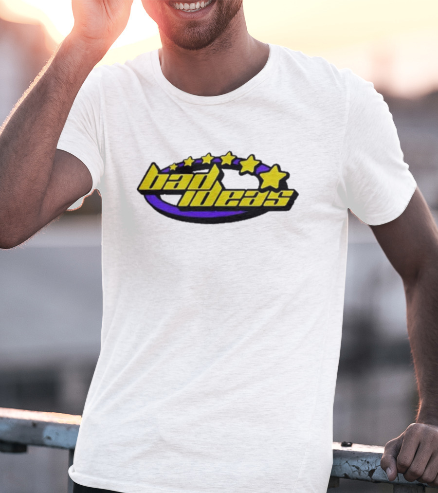 Bad Ideas Content Retro Five Stars Yellow And Purple T-Shirt