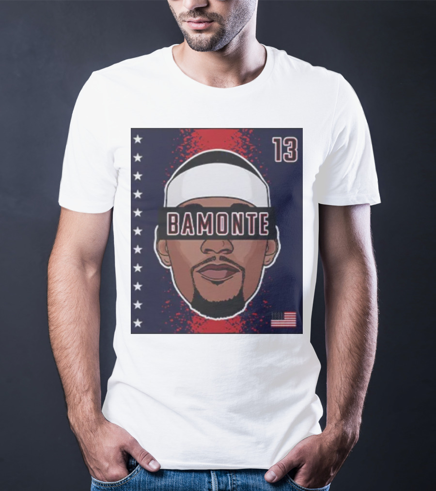 Bamonte 13 Stars And Stripes Illustration Bam Adebayo T-Shirt