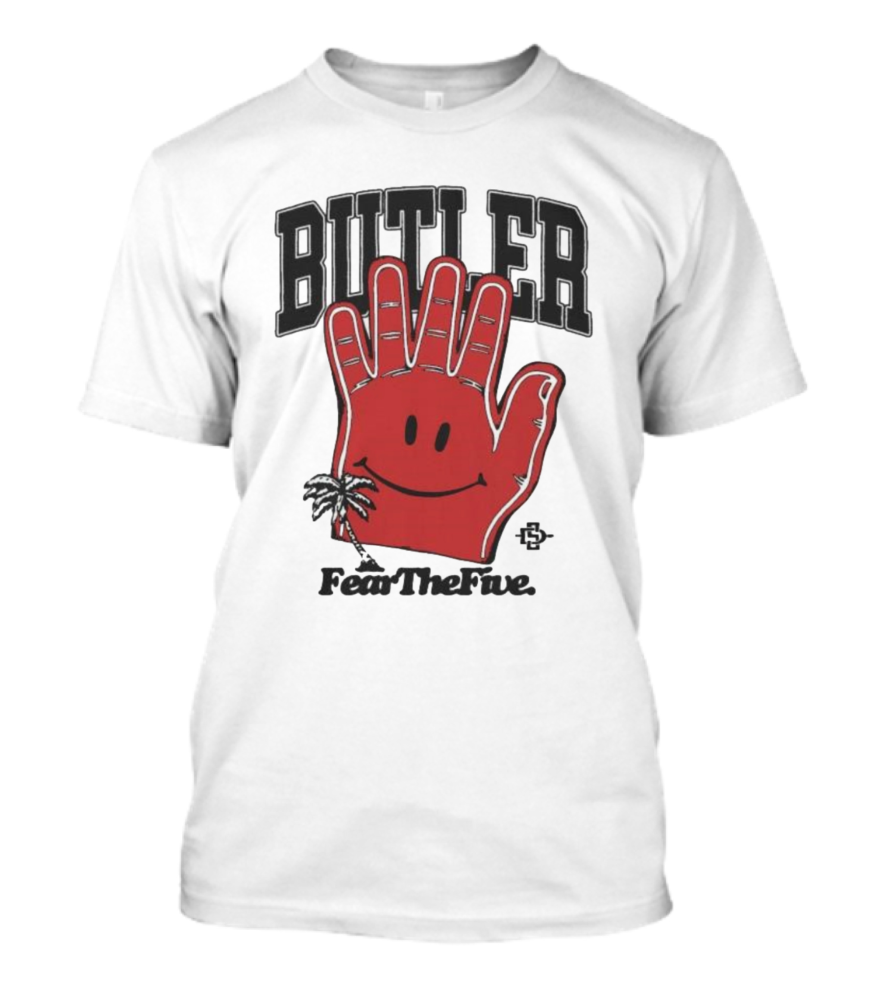 Butler Fear The Five SDSU Smiley Hand Palm Tree T-Shirt