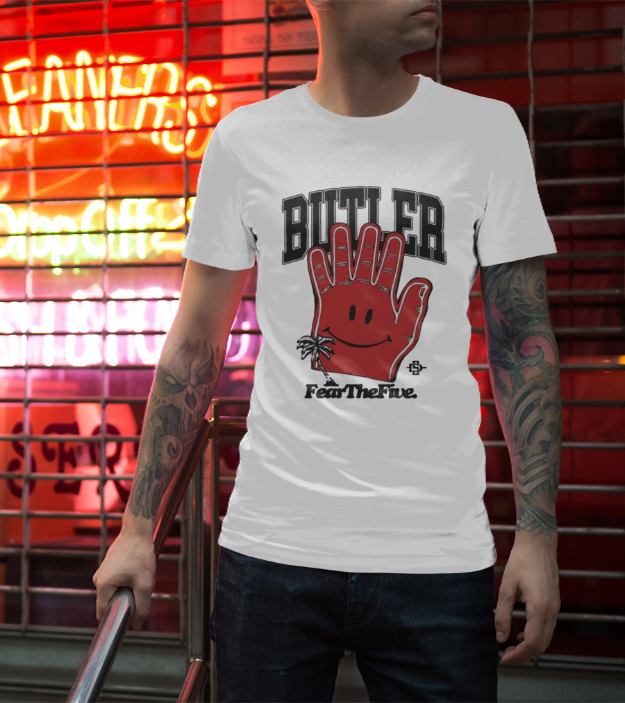 Butler Fear The Five SDSU Smiley Hand Palm Tree T-Shirt