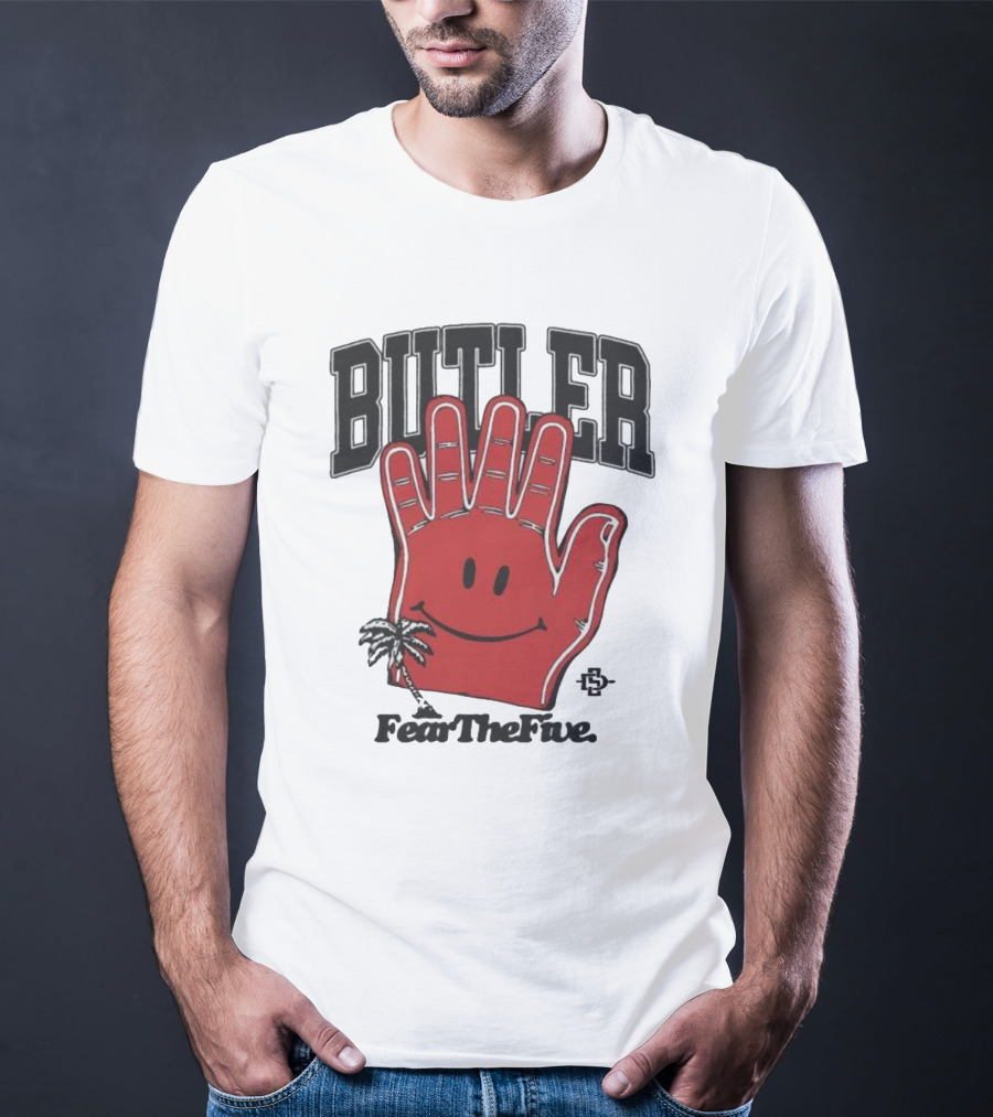 Butler Fear The Five SDSU Smiley Hand Palm Tree T-Shirt