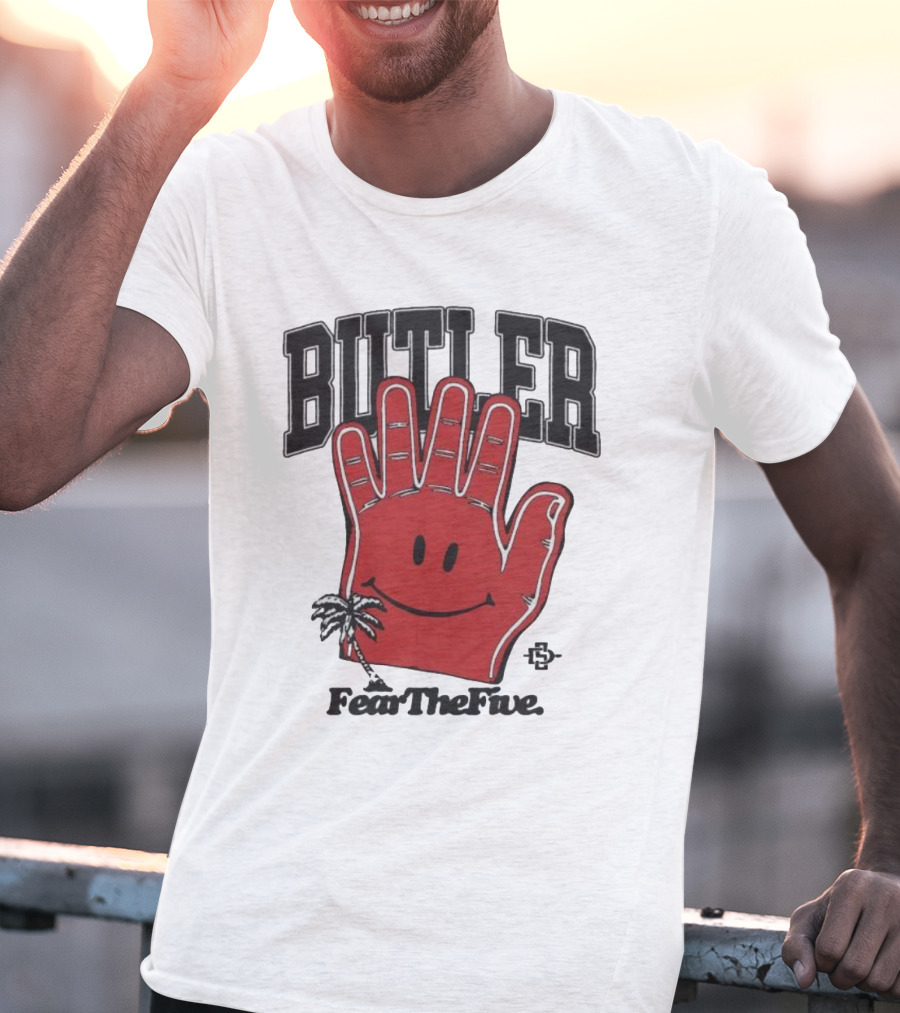 Butler Fear The Five SDSU Smiley Hand Palm Tree T-Shirt