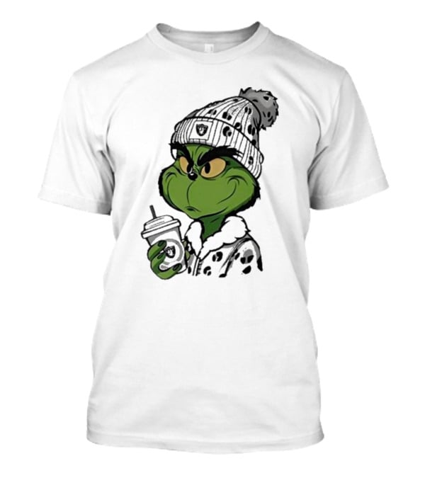 Las Vegas Raiders Grinch Drinking Coffee T-Shirt