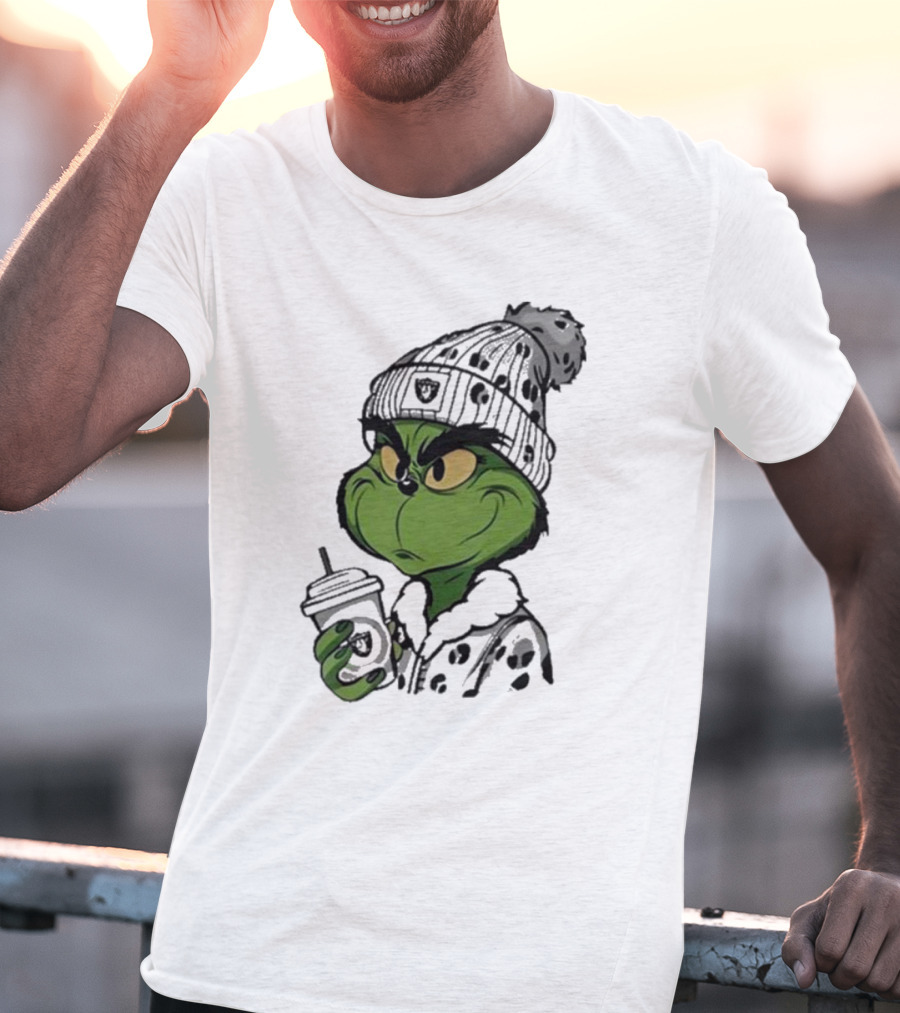 Las Vegas Raiders Grinch Drinking Coffee T-Shirt