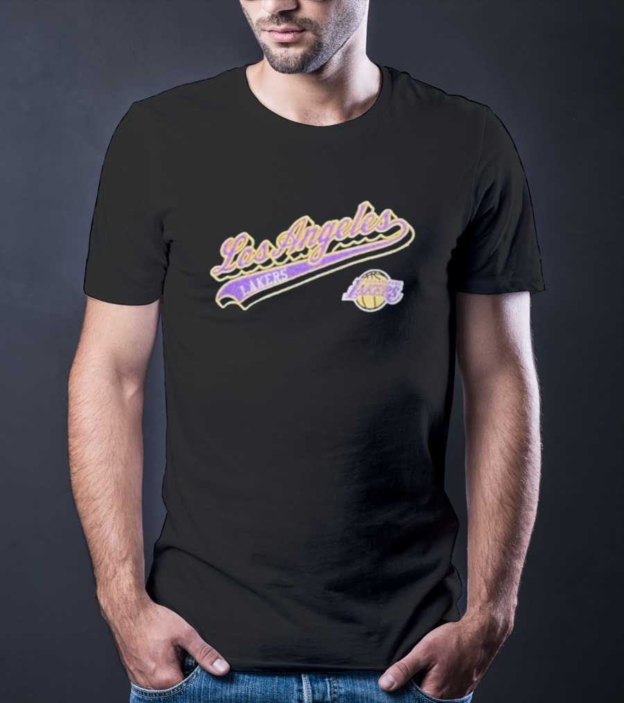 Los Angeles Lakers Script Logo Basketball T-Shirt