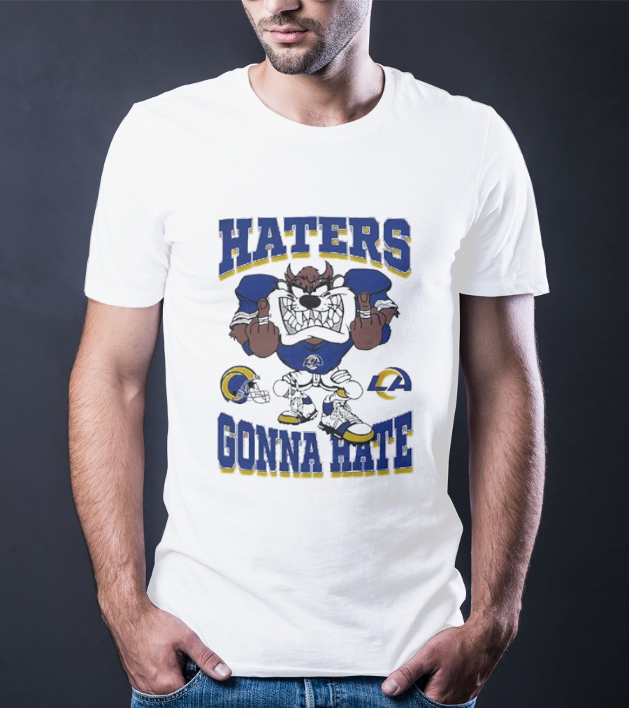 Haters Gonna Hate Los Angeles Rams Mascot Blue And Yellow Football Fan Attitude T-Shirt