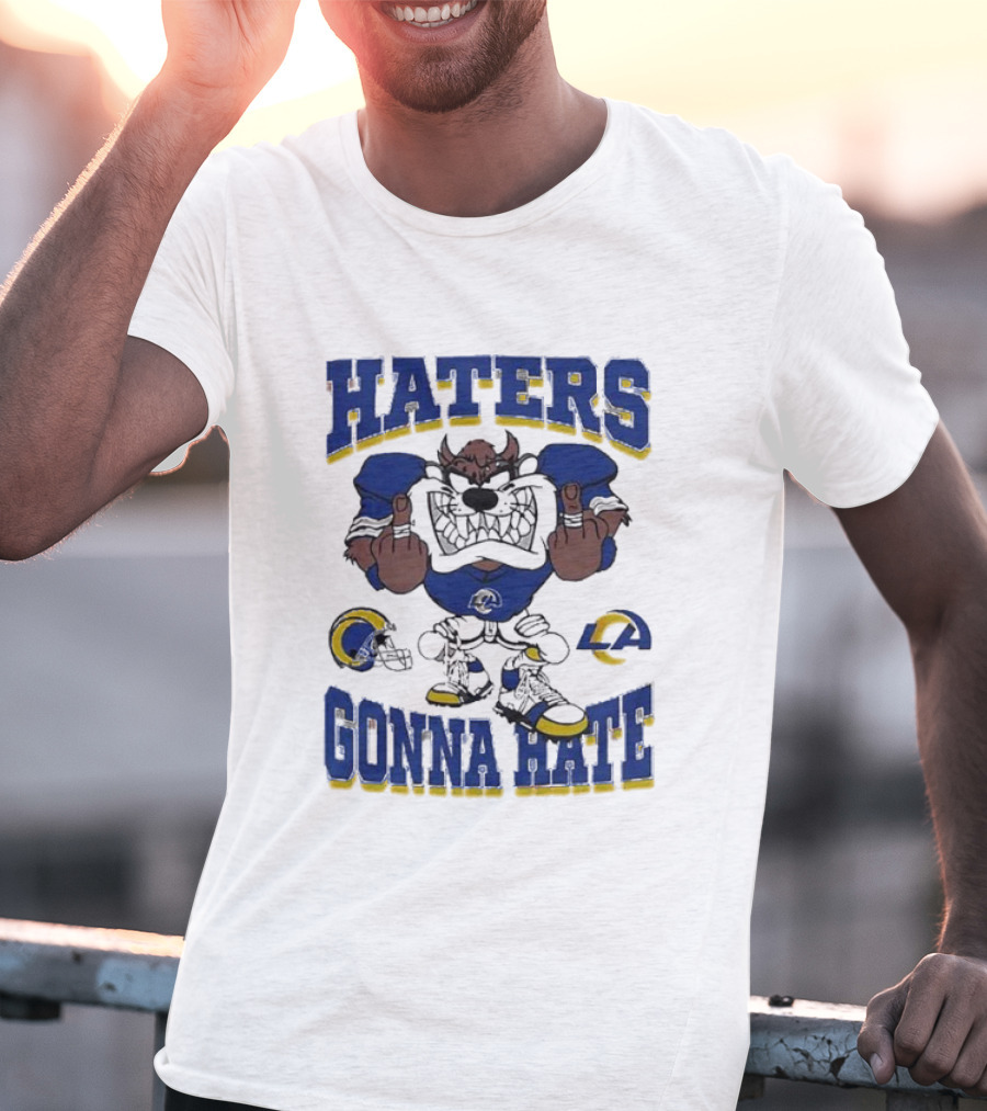Haters Gonna Hate Los Angeles Rams Mascot Blue And Yellow Football Fan Attitude T-Shirt
